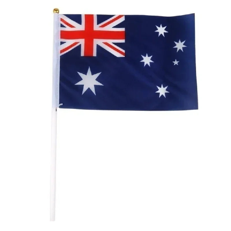 5/10pcs Hand Held Mini Flag Waving Australian National Flags Plastic Poles 21X14cm Australia Flag Ball Game Hand Cranked Flag Qme 5Pcs