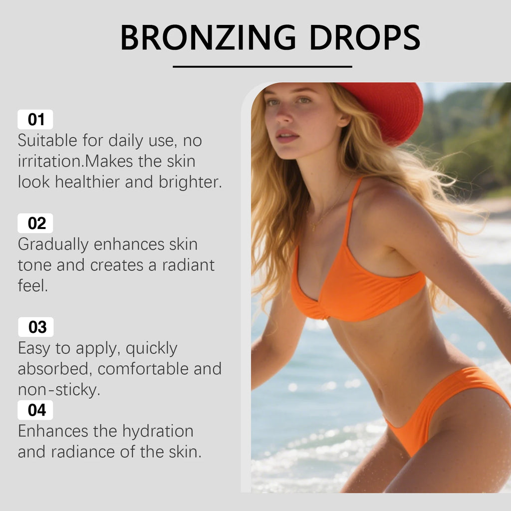 Sunless Tanning Drops Bronzing Drops for Face Gradual Natural-Looking Tan Mixable with Moisturizer Hydrating & Nourishing Vegan Qme