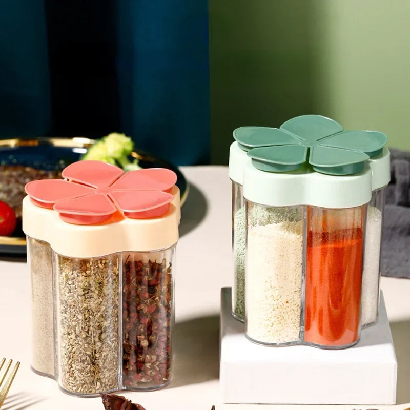 5 In 1 Seasoning Jar Plastic Container Seasoning Bottle Spice Organizer Outdoor Camping Seasoning Container Kitchen Gadget Sets Qme