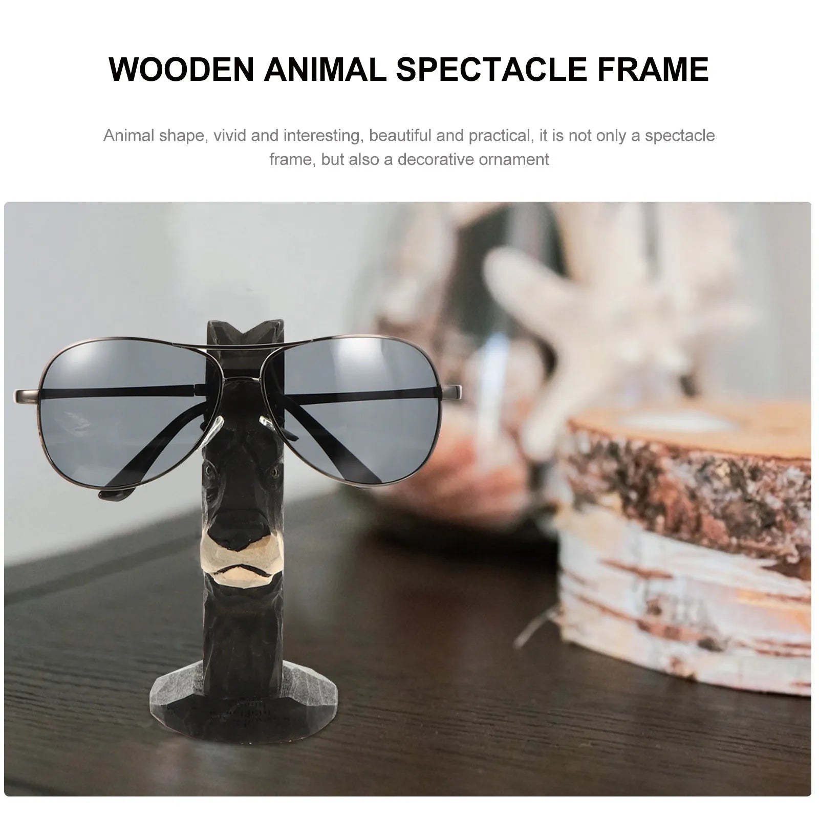 1Pcs Wooden Glasses Stand Animal Shape Desktop Decorative Eyeglasses Holder for Home Office Desk Spectacle Frame Rack Desktop Qme