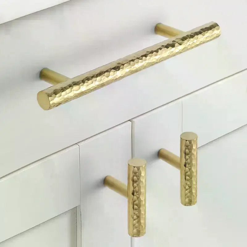 Drawer Hammer Pattern Pull Handle For Cabinet Single-hole Pull Handles For Wardrobe Handle Brass Copper Pulls Qme
