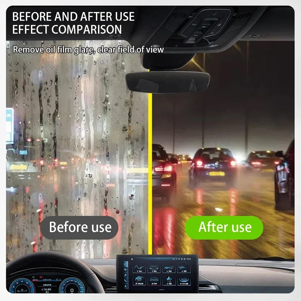 Car Glass Oil Film Wipe, Front Windshield Side Window, Oil Removal, Dirt Removal, Coating, Crystal Plating, Strong Cleaning Qme
