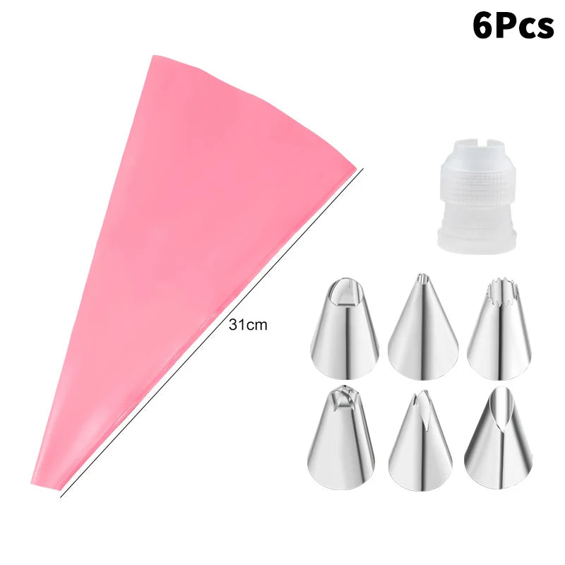 CC11Stainless Steel Piping Nozzle Kitchen Cake Icing Cream Decor Tool Qme 6 Pink