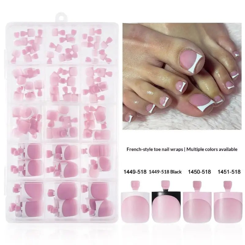 Easy Application Square Matte Full Cover Toe Nail Tips Pedicures Qme