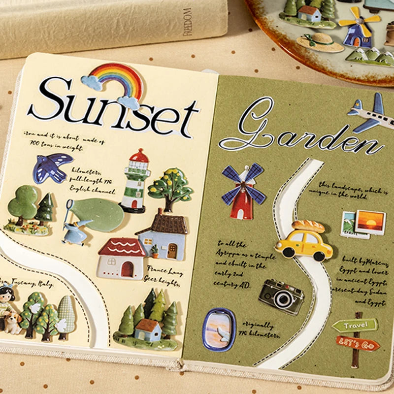 Ceramic-Style Hard Card Sticker Pack, Atmospheric Life Decor, All-Scene Scrapbook Collage Material, Must-Have for Craft Lovers Qme