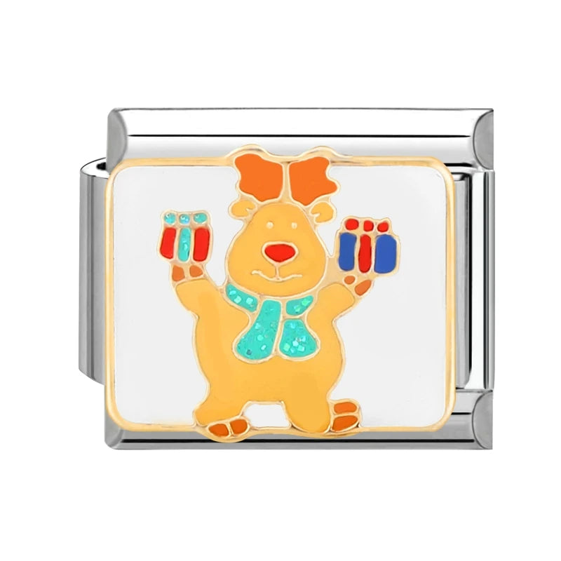 Fashion 2025 Colorful Christmas Socks Snowman Deer Italian Charms Fit 9mm Stainless Steel Women Fashion Bracelet DIYJewelry Gift Qme Style 32