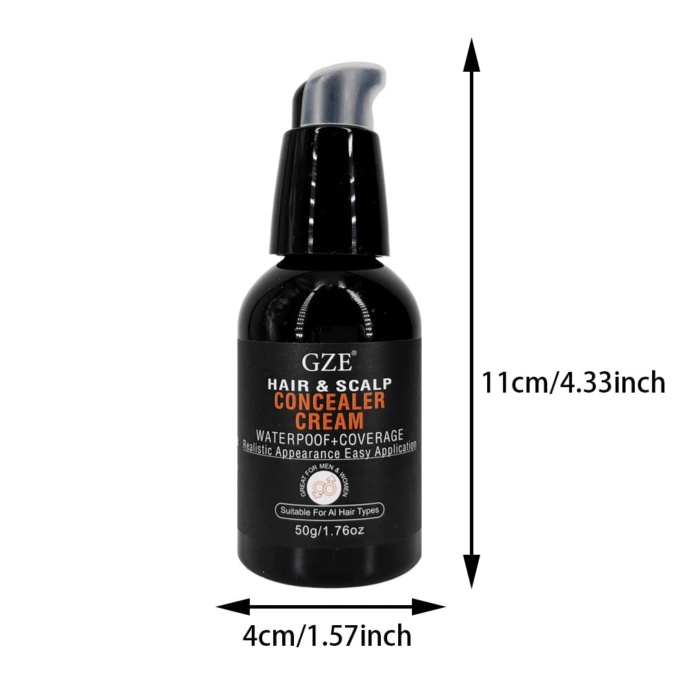 GZE Waterproof Concealer Cream for Hair, Scalp, Beard & Eyebrows – Covers Bald Spots, Thinning Hair & Patchy Brows Qme