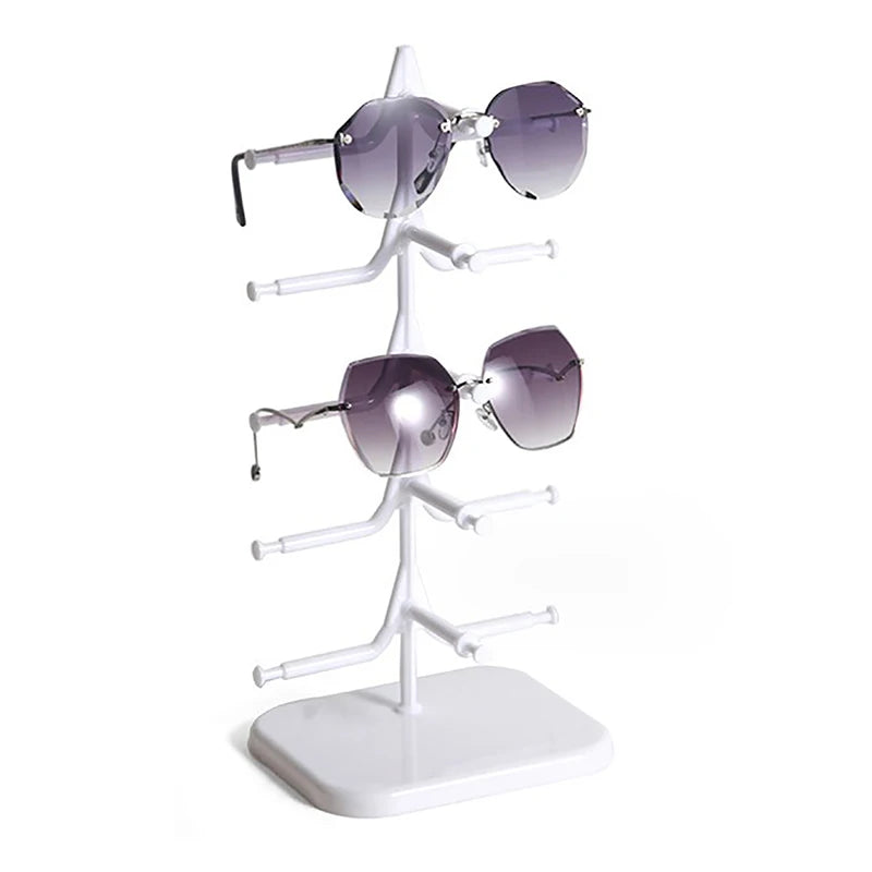 Glasses Shelf Home Organizer Space Saving Plastic Sunglasses Show Qme White