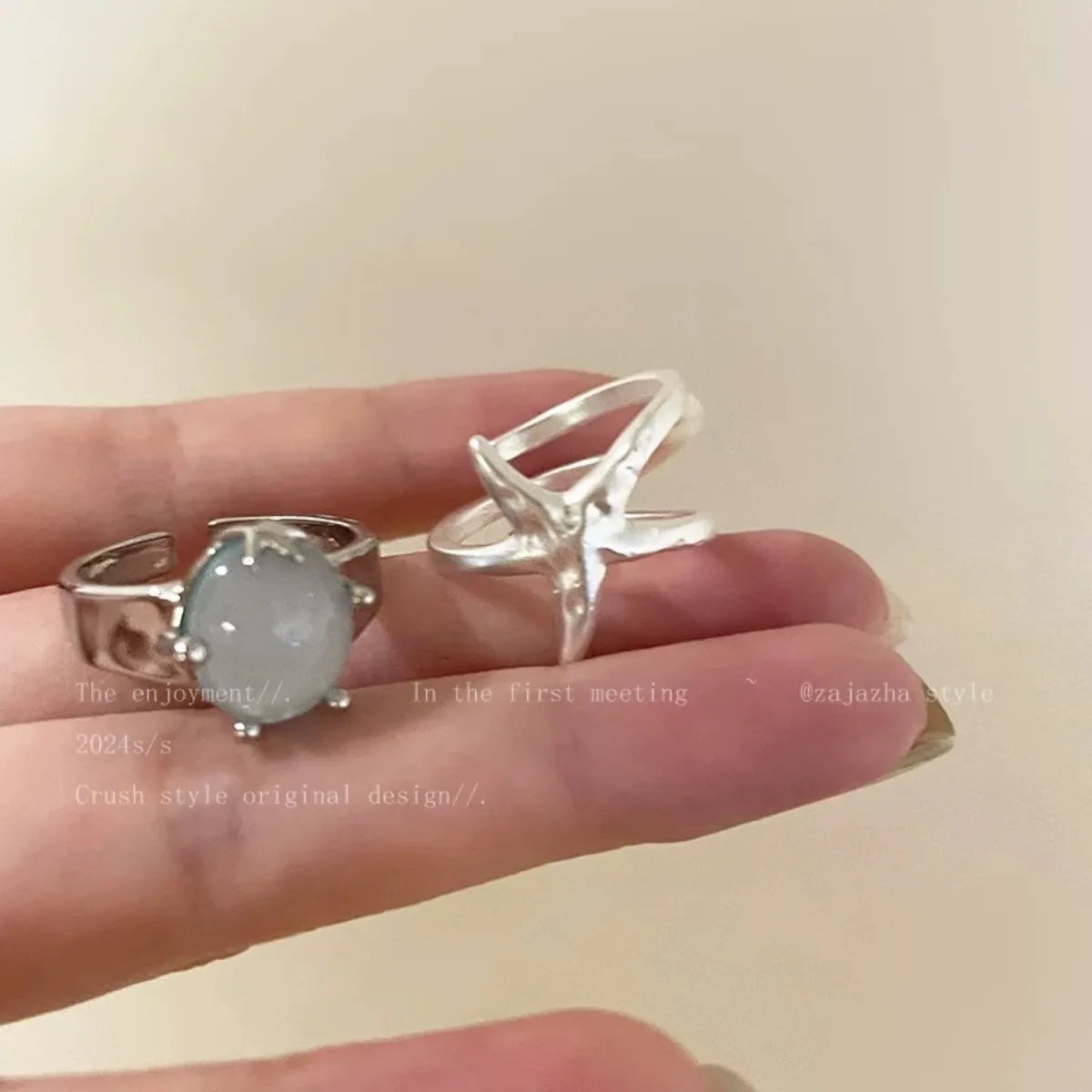 Rings for Women Vacation Style Sense of Design Couple Minimalist Handmade Simple Blue Star Ring Party Jewelry Gift Versatile Qme