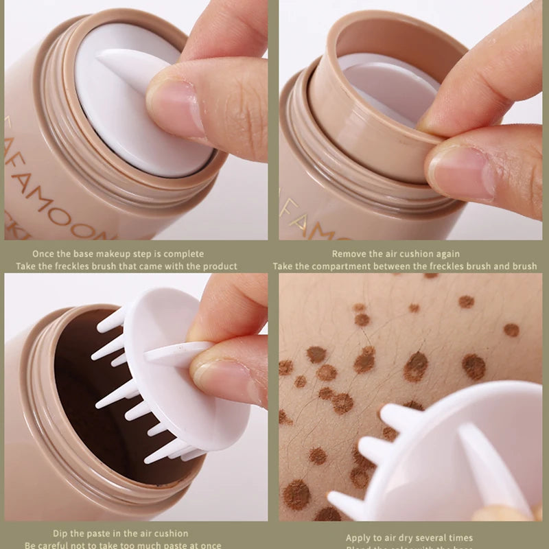 Face Body Freckled Stamp Kit Lifelike Freckle Natural Simulation Fake Dot Spot Comb Seal Air Cushion Freckle Waterproof Makeup Qme