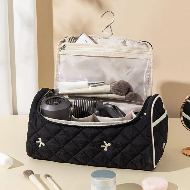 Quilted Travel Case For Cotton Hair Tools Travel Bag Hangable Storage Bags With Hanging Hook Qme
