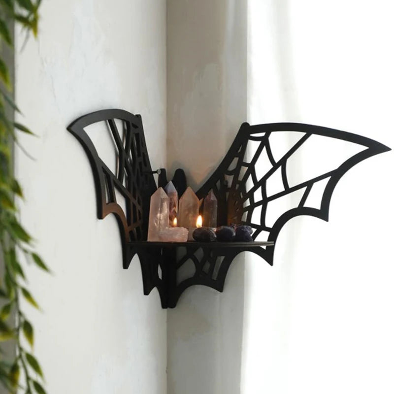 Halloween Decorative Shelf Home Bat Corner Shelves Wooden Floating Qme