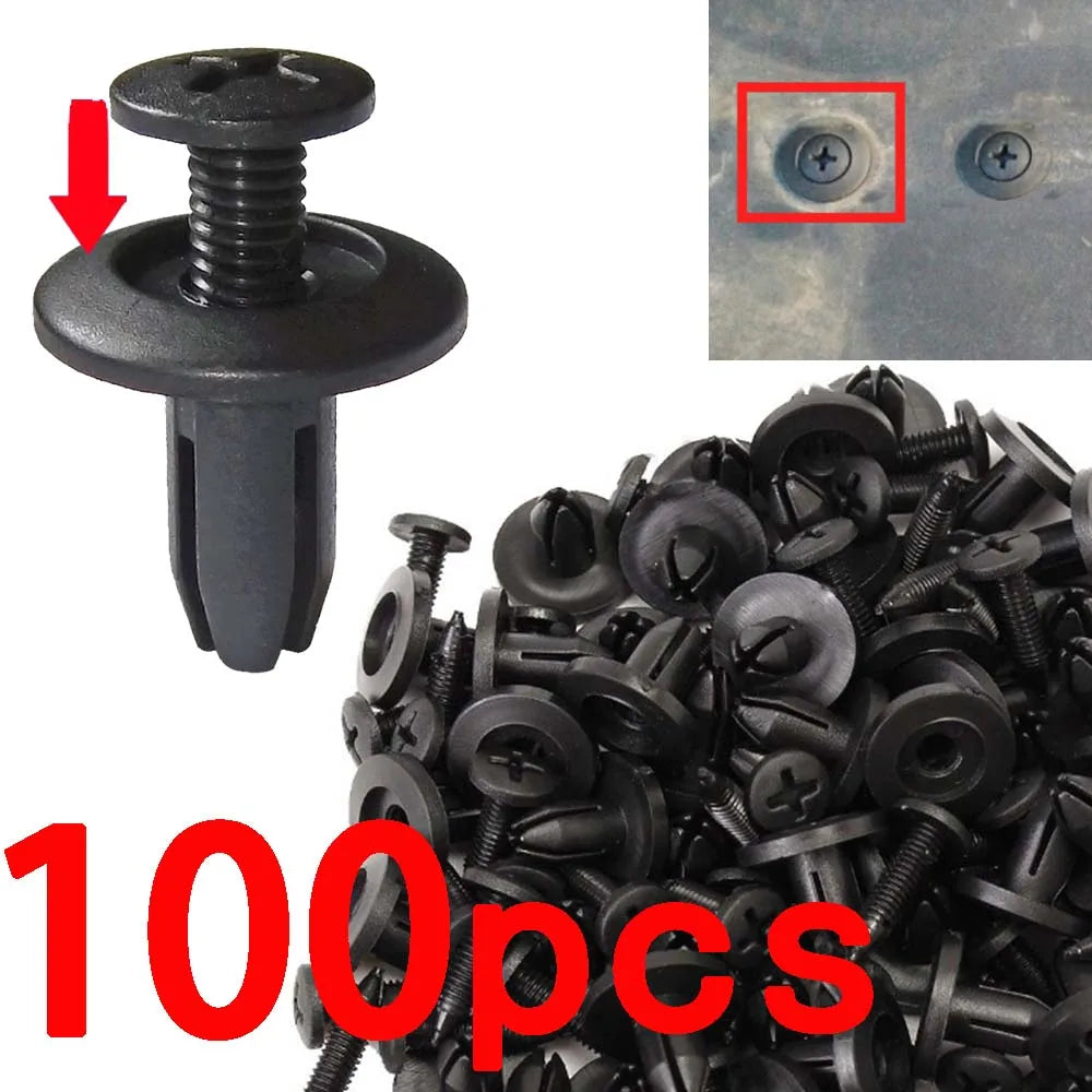 8mm Hole Door Rivet Plastic Clip 100/50/5pcs Fasteners Black Cars Lined Cover Barbs Rivet Auto Fasteners Retainer Push Pin Clips Qme