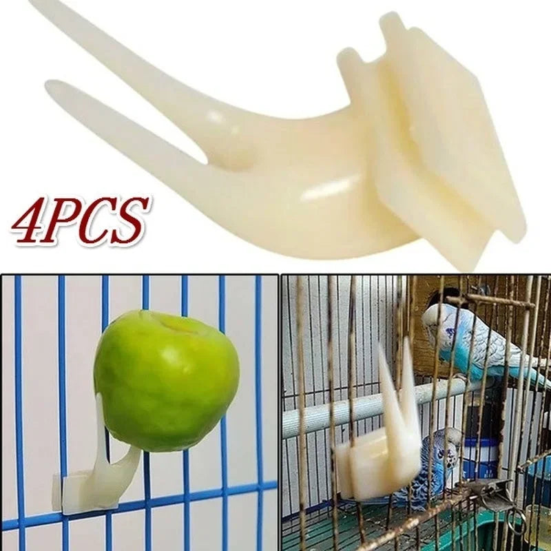 4 Bird Feeding Fruit Forks Pet Supplies Plastic Food Rack Feeder Qme
