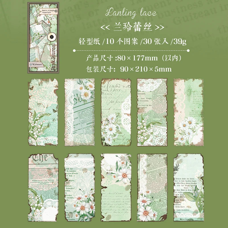 30 pcs Vintage old book pages Hand Account material paper Diy Junk Journal Decorative Scrapbooking Background paper Qme 4