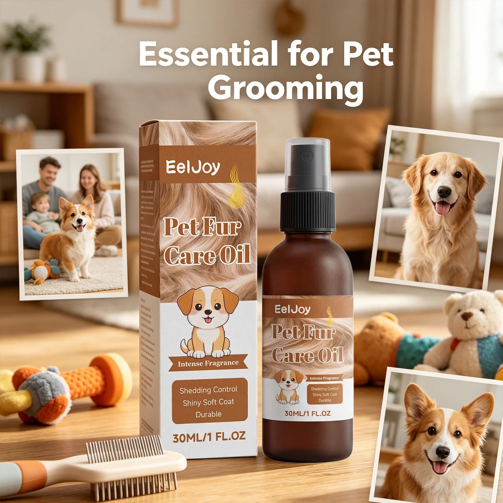 Pet Fur Care Oil Spray Moisturizing Fluffy & Smoothing Hair Reduce Knotting Anti-Shedding Grooming Gentle Pet Coat Conditioner Qme