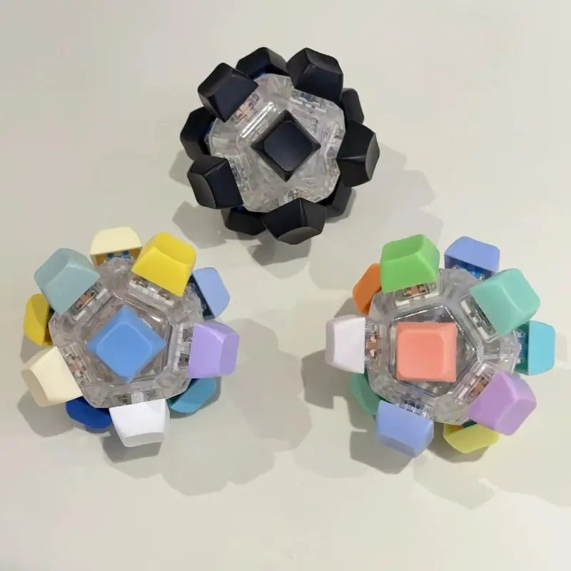 12 Key Fidget Keyboard Button Magic Ball Keychain LED Finger Stress Qme
