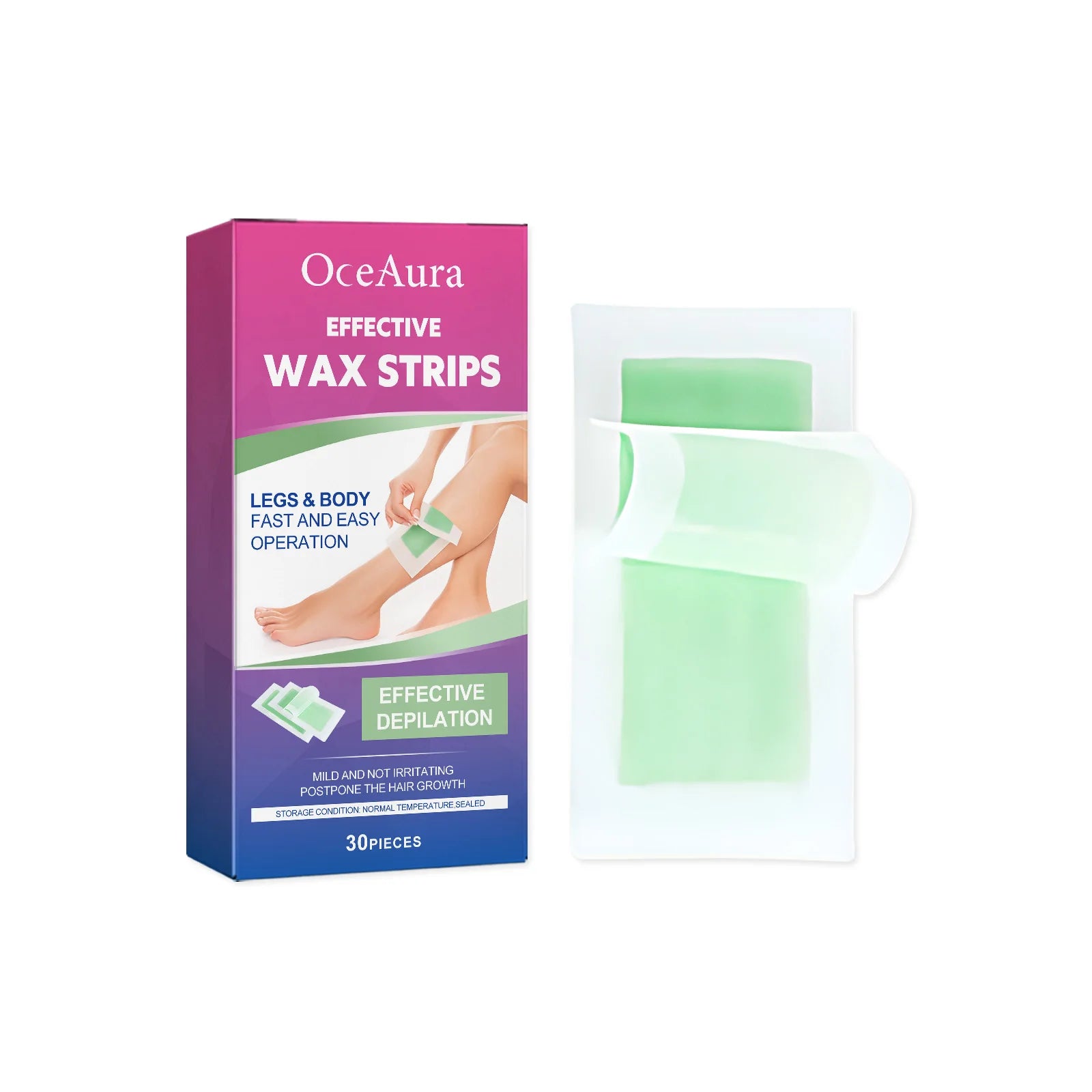 Hair Removal Wax Strip Professional Depilatory Cold Wax Strip Long Lasting Smooth Effective Gentle Body Facial Depilatory Qme Aloe