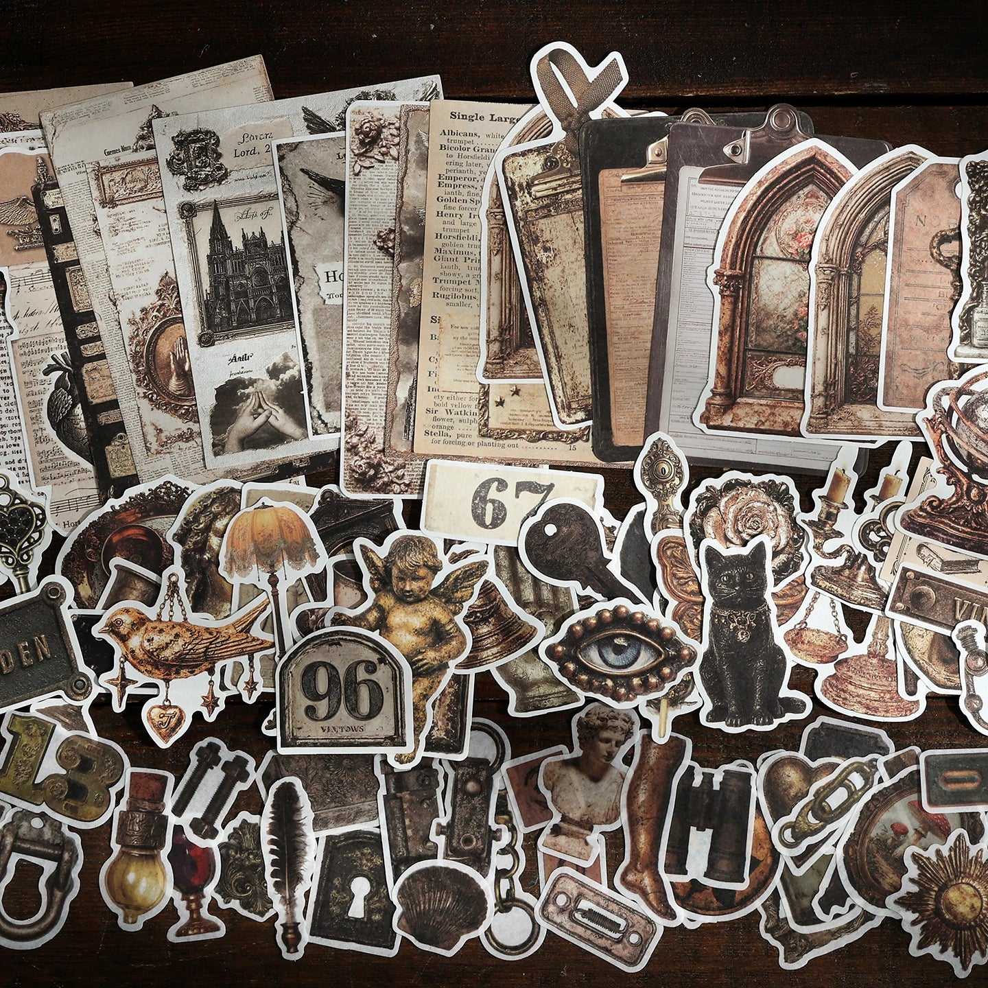 TIANZI Vintage Painting Accessories Stickers Pack Tie Bag Material for Comic Exhibitions DIY Decorations Background Art Supplies Qme