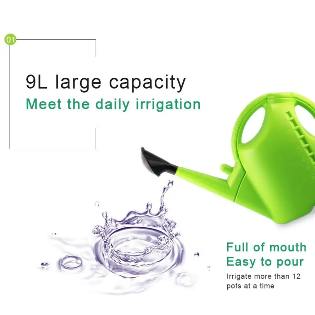 9L Plastic Watering Can 2 in 1 Large Capacity Garden Watering Pot with Adjustable Spout for Indoor Outdoor Plants Flowers Qme