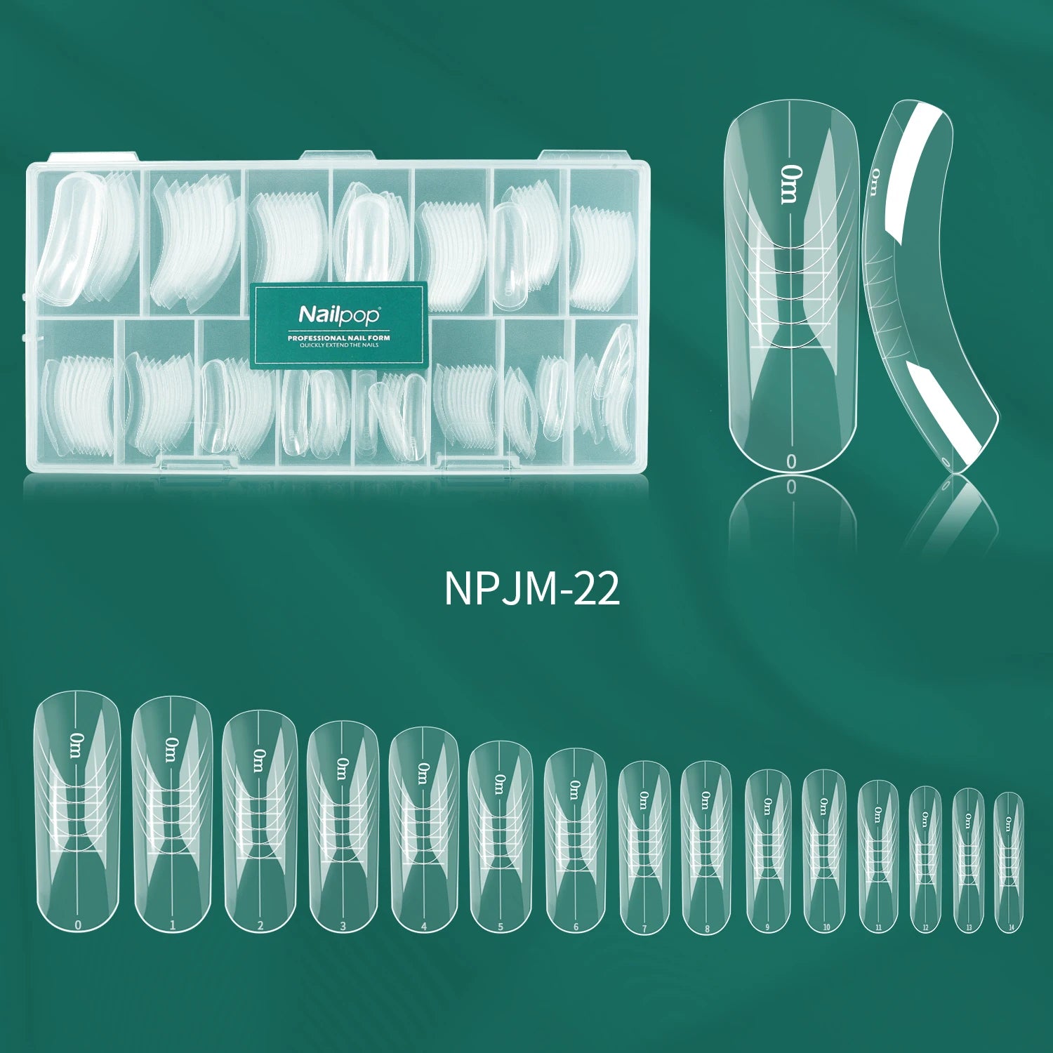 Nailpop Box Nail Dual Forms Square Coffin Quick Building Gel Mold Qme JM22-Clear 150