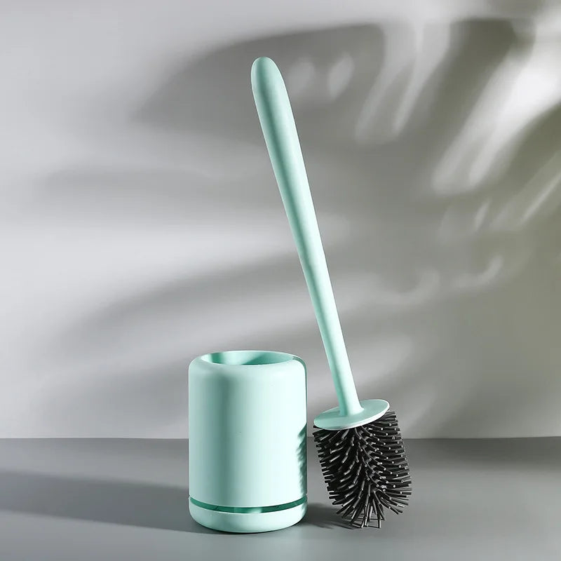 Silicone Toilet Brush, Soft Bristle Bathroom Cleaning Brush, Wall Mounted Quick Drying No Water Accumulation Toilet Cleaner Qme Silicone Blue
