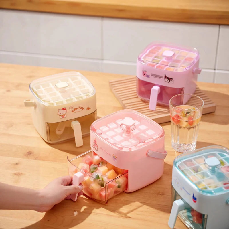 Hello Kitty Kuromi Ice Cube Molds Ice Cube Molds for Home Refrigerators Large-Capacity Ice Storage Container Qme
