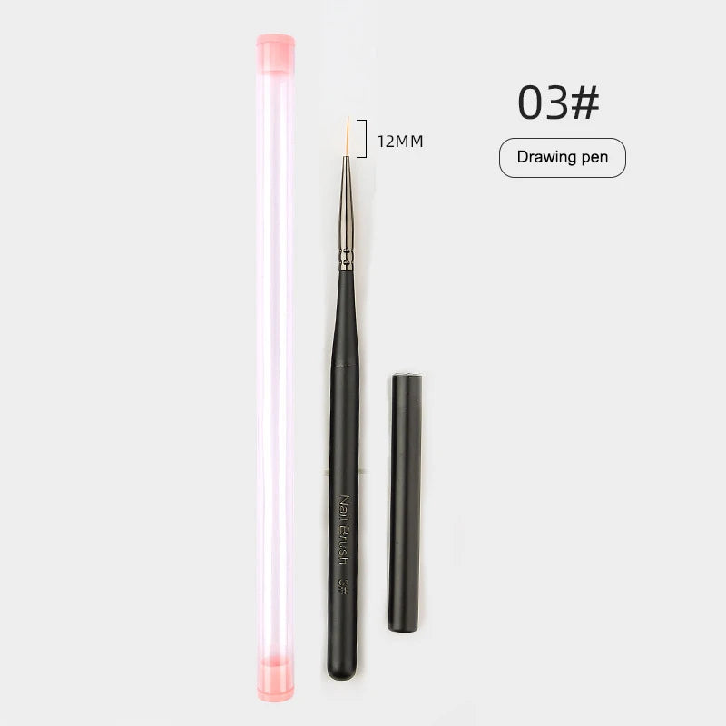 Wooden Handle Nail Drawing Brushes Manicure Lines Painting Gradient Qme A3