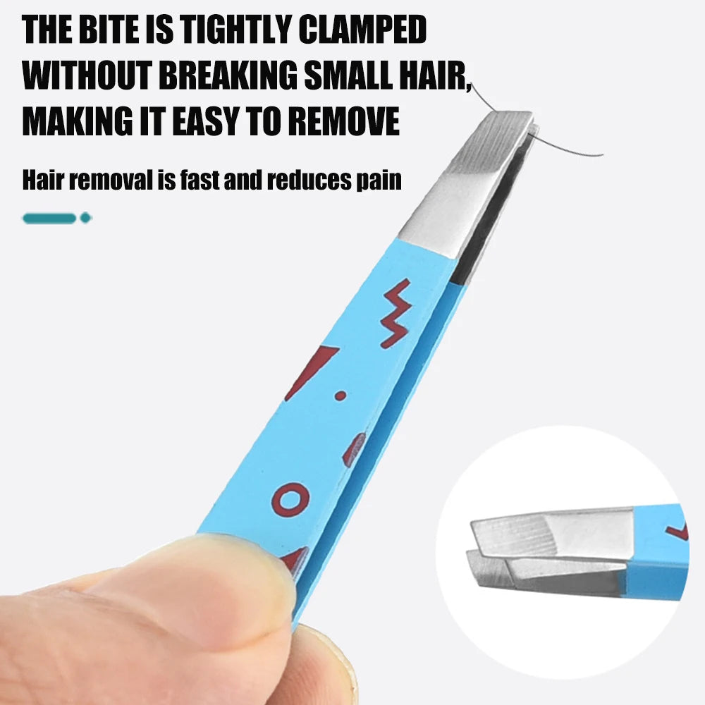 Colorful Eyebrow Tweezers Professional Stainless Steel Men Women Qme