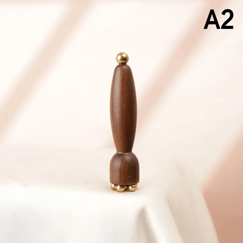 Mini Lotus Seedpod-style Gua Sha Tool Brass Wood Facial Massager Eyes Qme A2