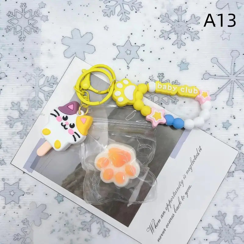 Cat Claw Stress Relief Squeeze Toy Ice Transparent Mini Keychain Cute Qme A13