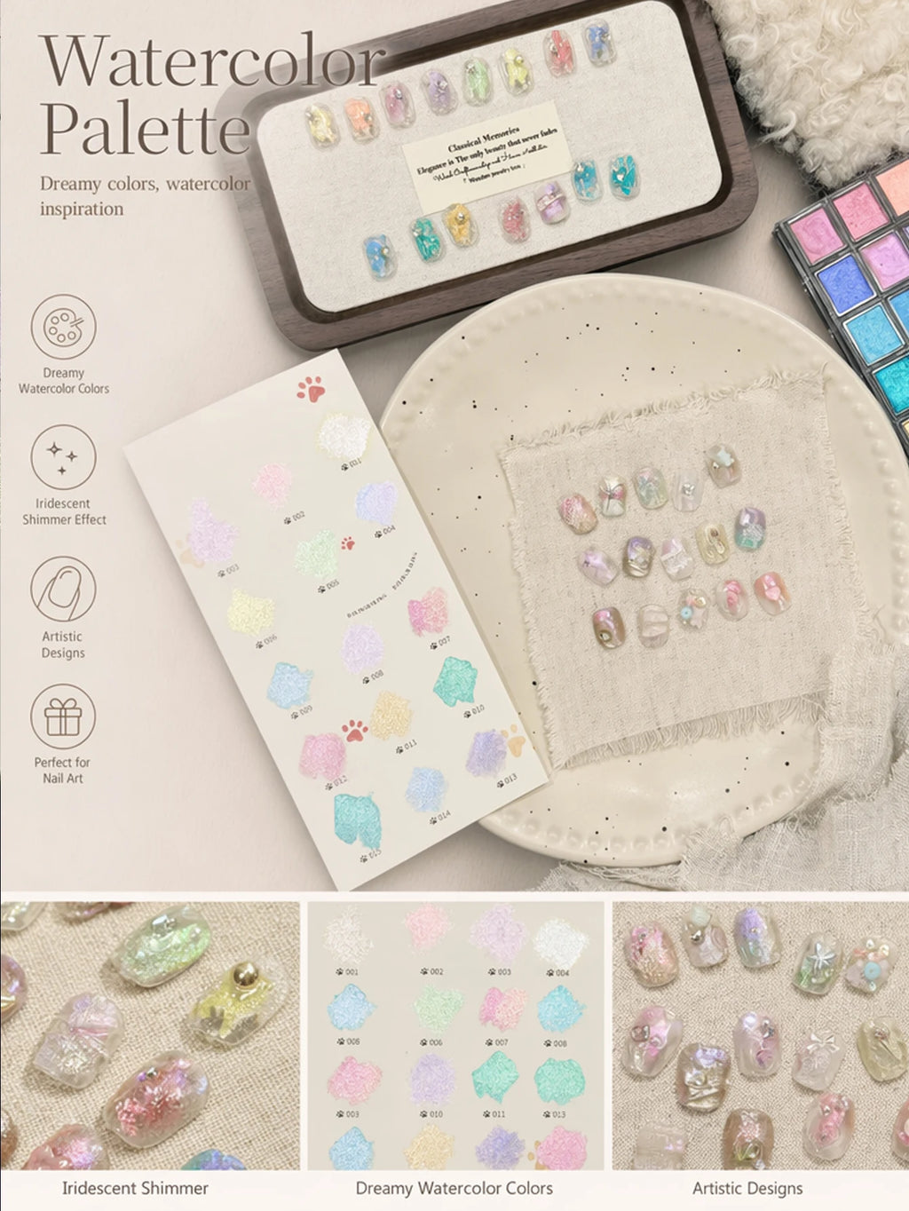 15-color Nail Art Watercolor Burl Clay Pearlescent Gradient Fairy Qme