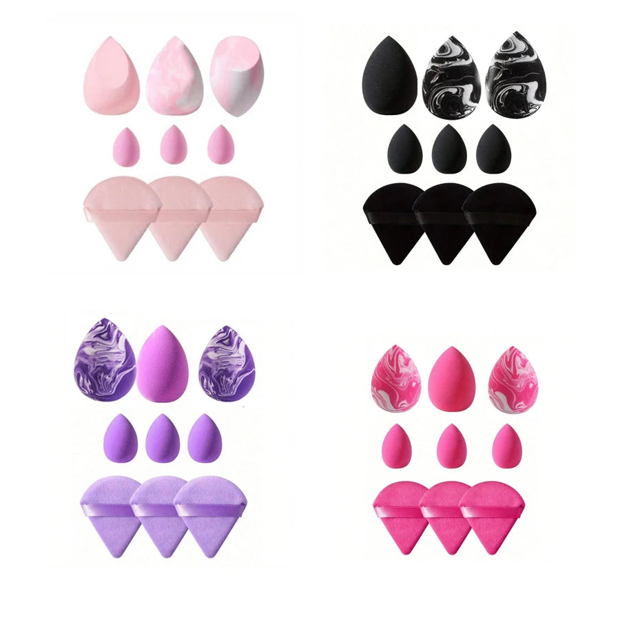 3 Salmon Beauty Egg Velvet Triangle Setting Powder Puff Mini Tool Qme