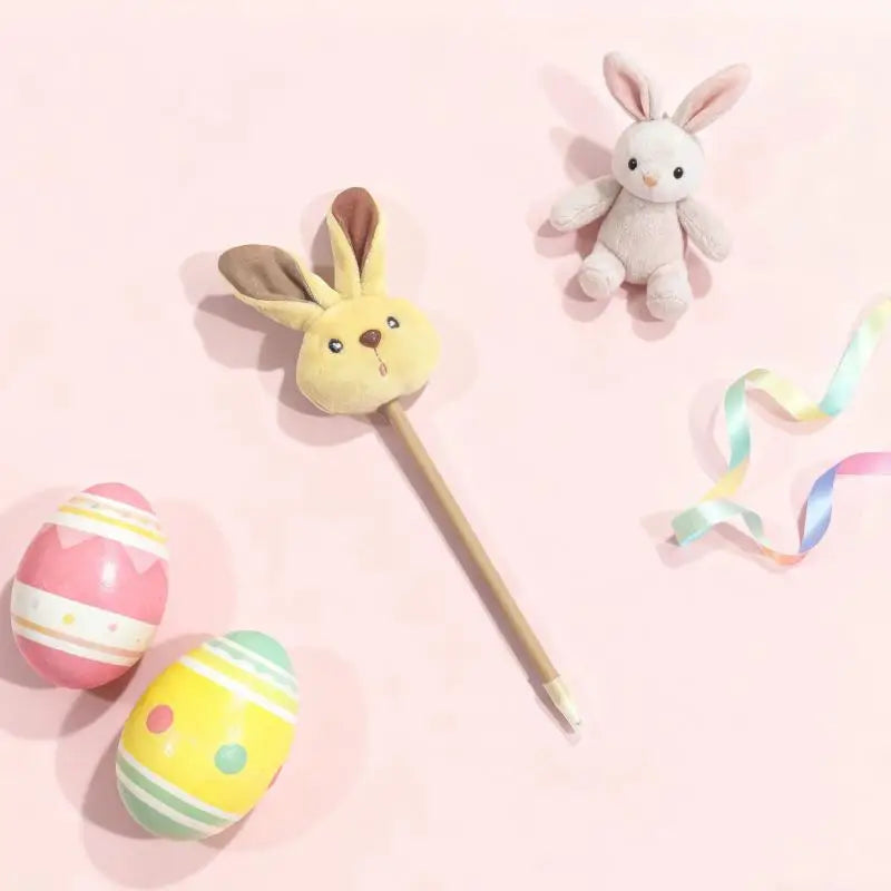 Kawaii Easter Long Ear Rabbit Plush Ballpoint Pen Cute Animal Writing Qme