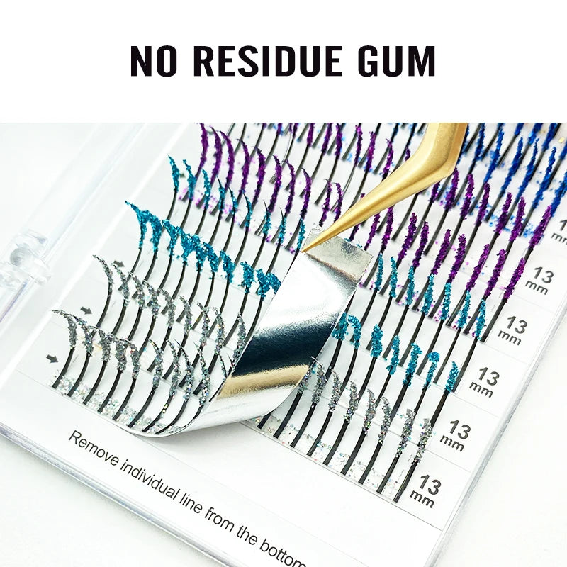 NATUHANA Glitter Shiny Colorful False Eyelash Extension DIY Mix Qme