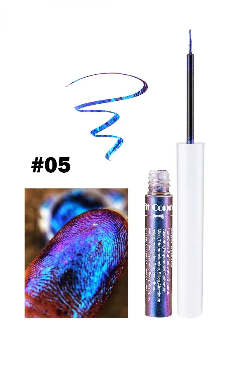 1PC Pearl Gloss Shiny Metallic Eyeshadow Liner Liquid Chameleons Eyeliner Multi Chrome Color Aurora Eye Makeup Glitter Pigment Qme