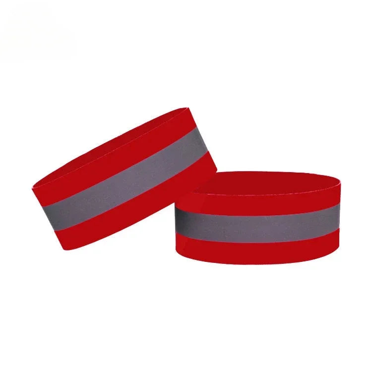 Outdoor Sports Night Running Cycling Jogging Elasticated Reflective Safety Arm Band Wristband Warning Reflector Tape Qme Red 4x35CM 10pcs