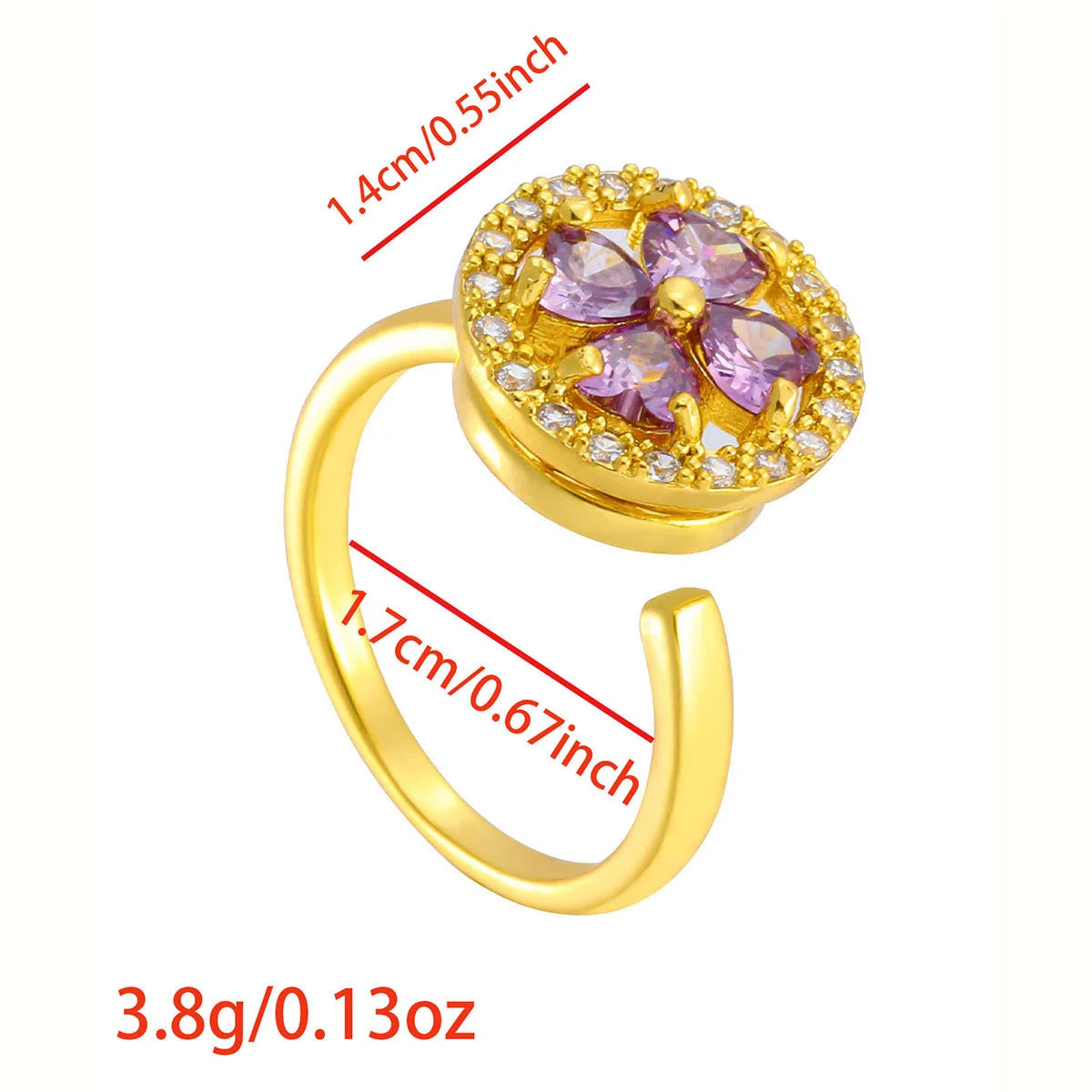 Luxury Rotating Animal Rings Women Spinner Fidgets Cute Flower Heart