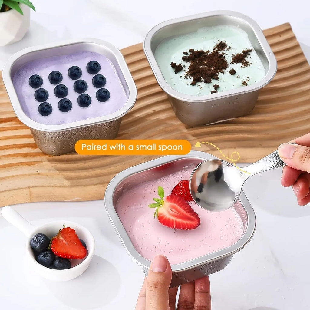 Reusable Ice Cream Containers 3 Food-grade Airtight Cups Silicone Lid Qme