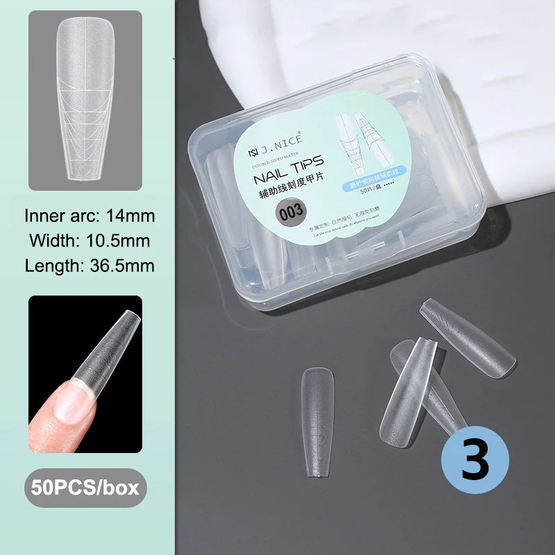 Fake Nails Long Trapezoid Auxiliary Lines Box Acrylic Finger UV Gel Qme 3