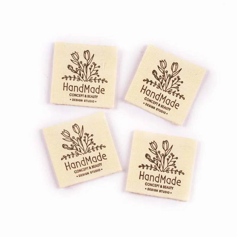 50pcs 28-52mm Mix Beige Rectangle Label For DIY Handmade Clothing Hat Decorative Sewing Accessories Flower Plant Patterns cp3820 Qme 50pcs 32x32mm