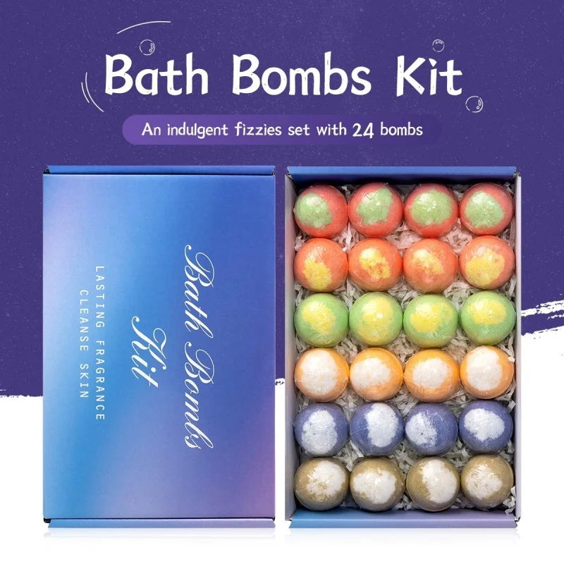24pcs Bath Bombs for Kids Inside Bath Bombs Gift Set Natural Organic Kids Bubble Bath Fizzy for Girls Boy Qme