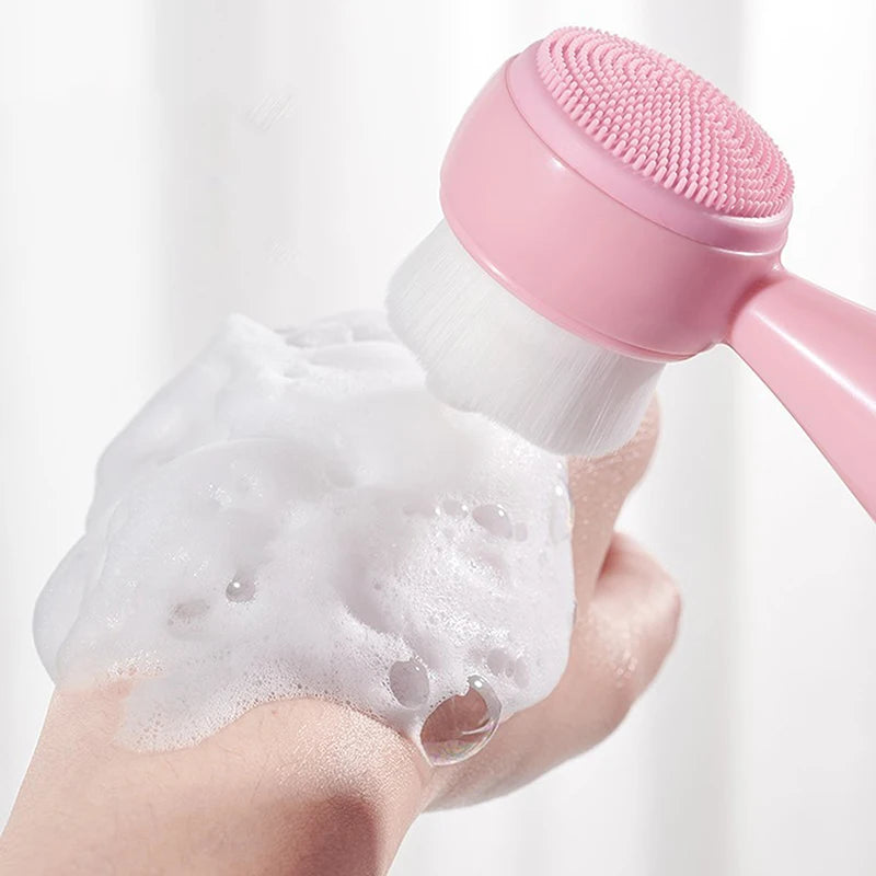 Silica Gel Facial Brush Double-sided Cleansing Exfoliating Tool Pores Qme