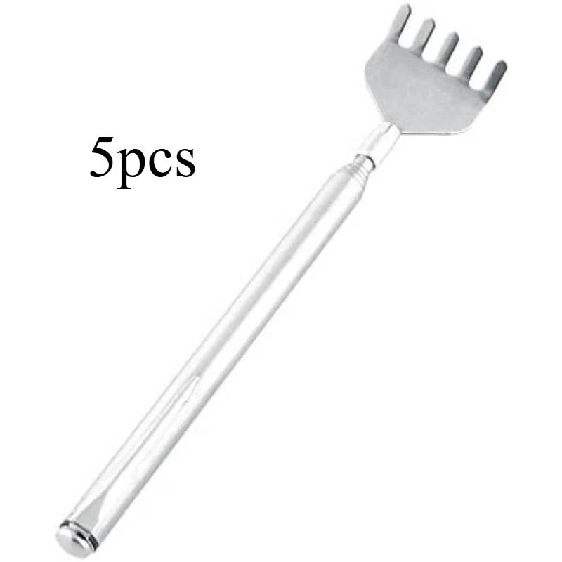 Pen Shaped Telescopic Back Body Itch Back Scratcher, Silvery Qme 5pcs