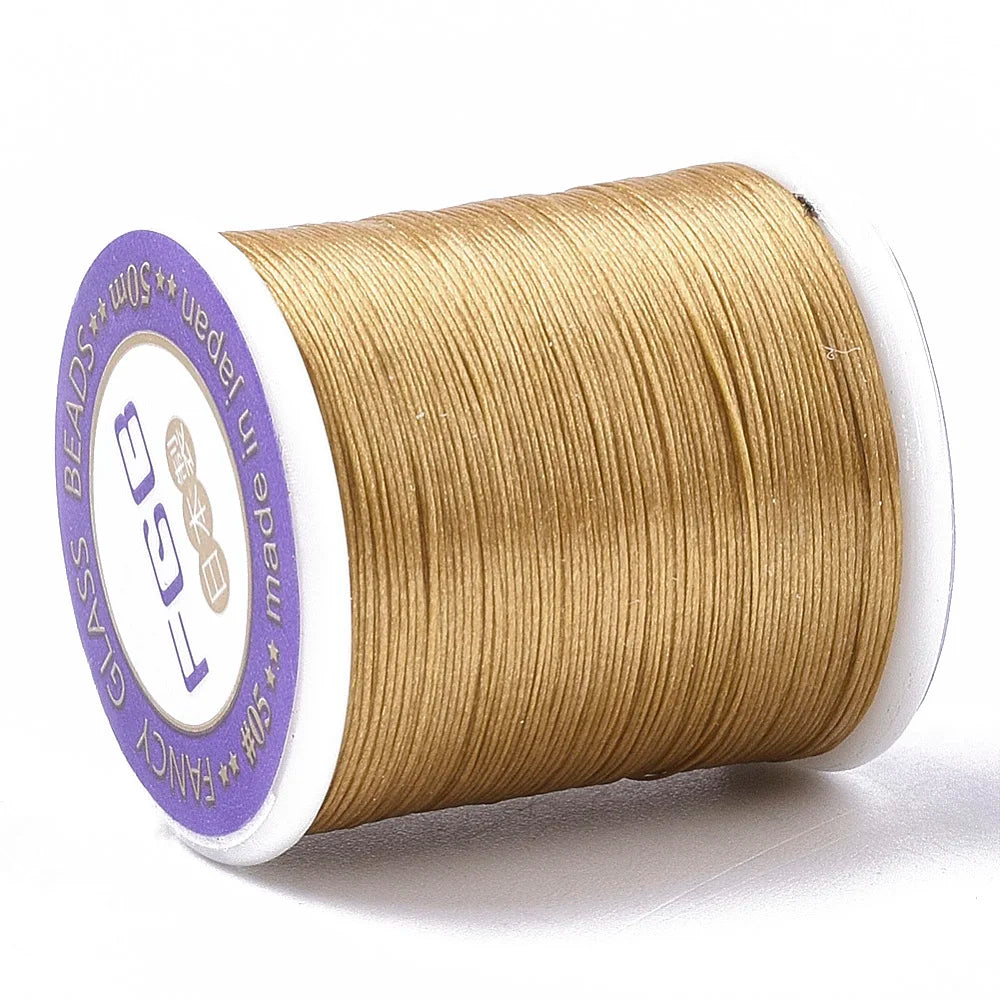 PandaHall 50m/Roll Multi-Color Nylon 66 Beading Thread, 0.1mm High Strength Stretch Resistant for Seed Bead Jewelry Making Qme Goldenrod
