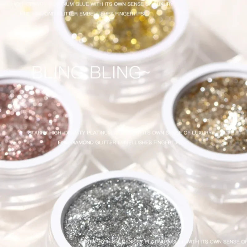 Glitter Nail Glue Platinum Glue Radiant Nail Polish Glue Nail Crushed Diamond Set Color Shift Pigment Powder Qme