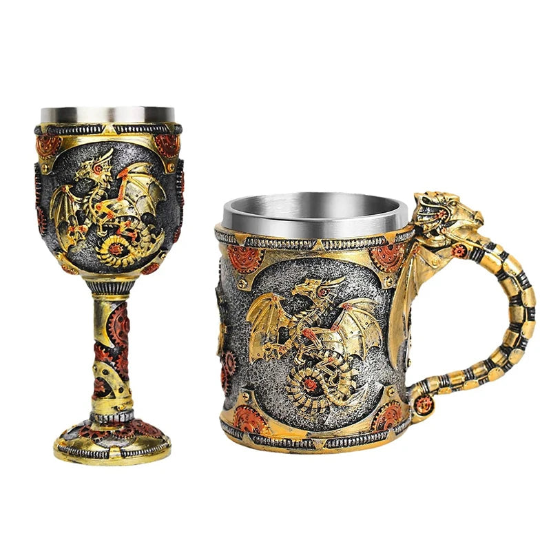 Medieval Steampunk Dragon Mug Renaissance Mechanical Dragons Beer Qme