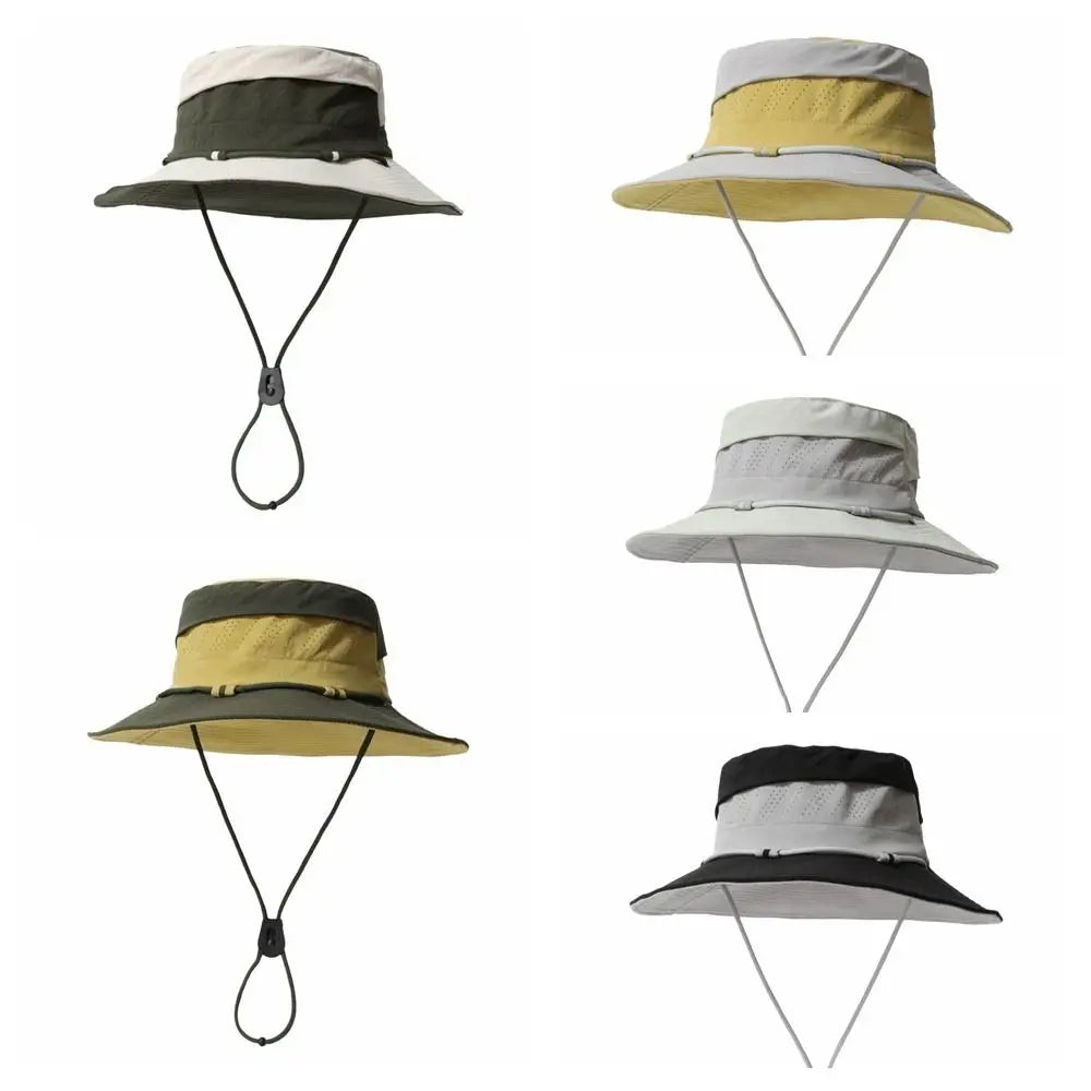 Sweet Color Blocking Sun Protection Bucket Hat Adjustable Visor Sunscreen Fisherman Hat Quick Drying Korean Style Sun Hat Hiking Qme
