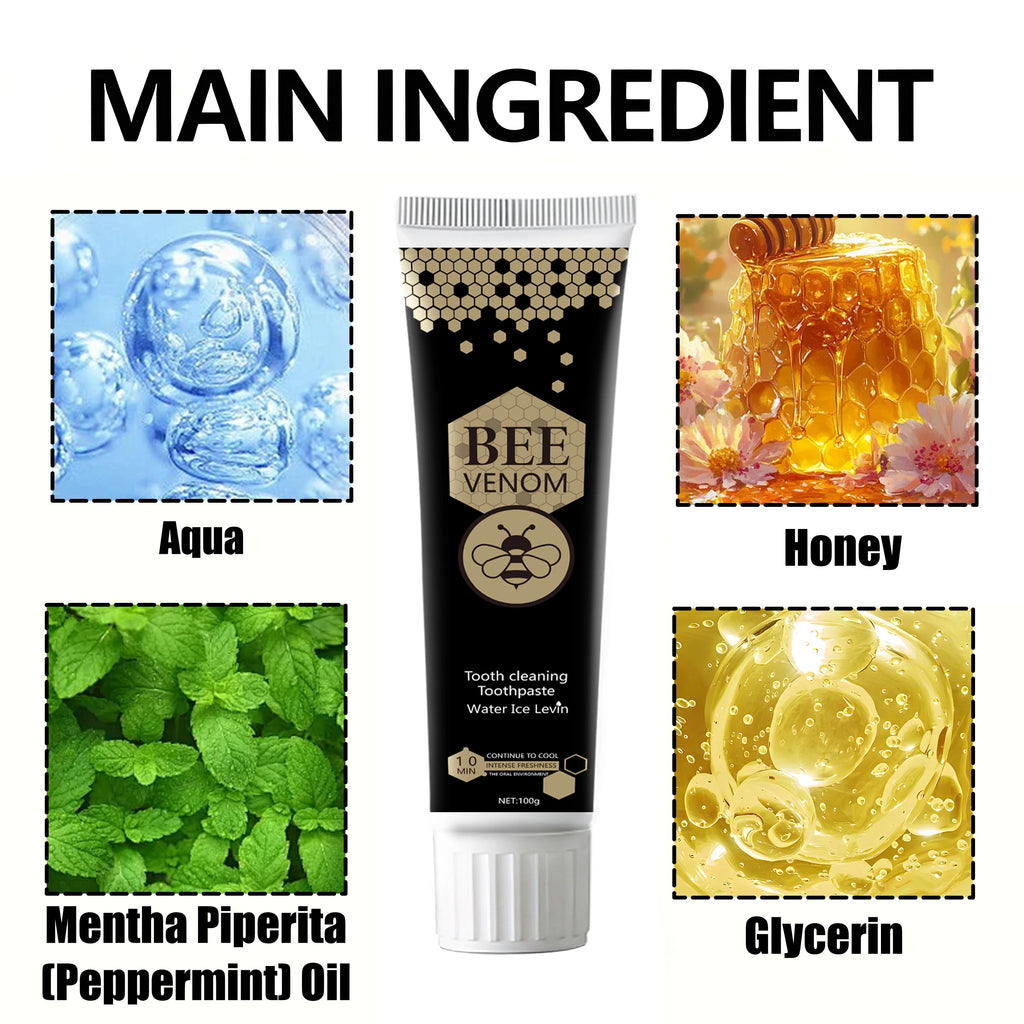Bee Venom Mint Care Deep Cleansing Toothpaste: Freshens Breath, Gentle Foam, Bee Venom Extract Helps Promote Healthy Teeth - 100g Tube Qme