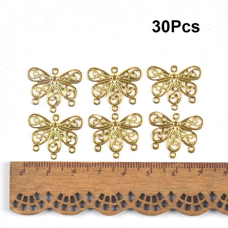 Flowers Antique Filigree Wraps Connectors For DIY Jewelry Accessories Findings Making Scrapbook Supplies Home Decor Metal Crafts Qme 18X22mm 30pcs